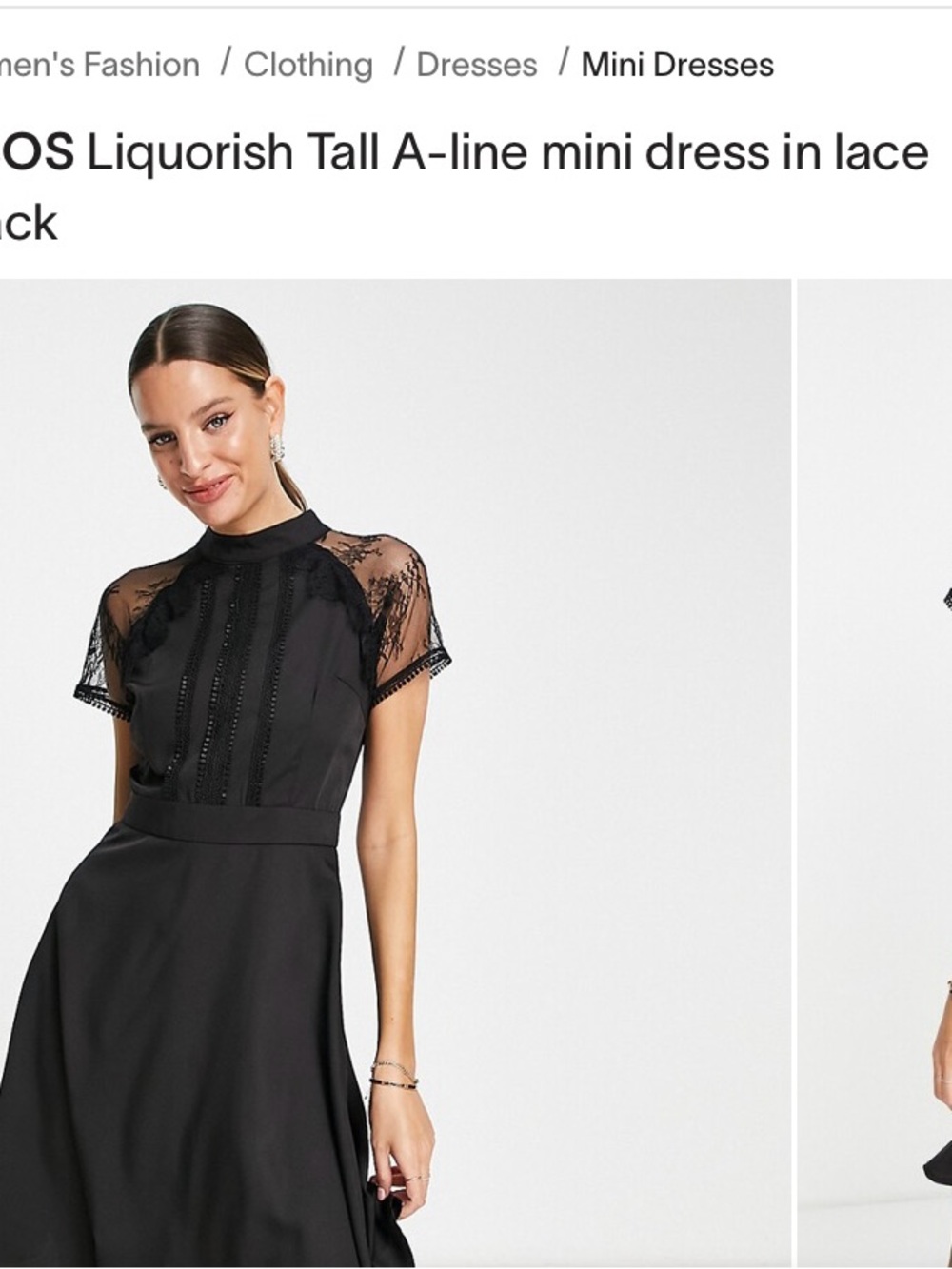 Tall Black A-Line Lace Mini Dress